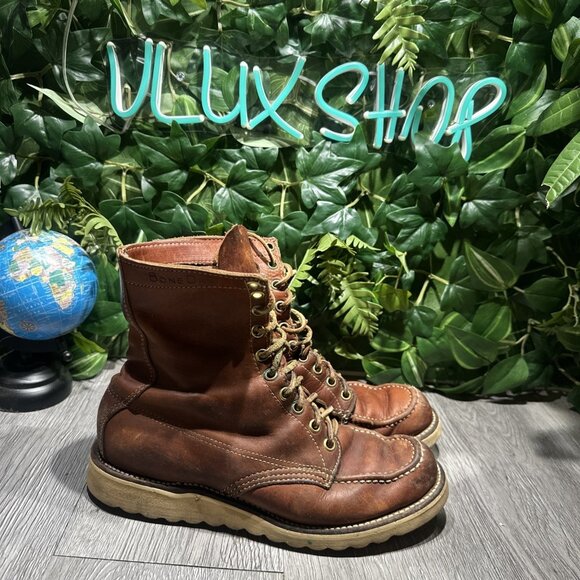 Vintage Bone Dry Biltrite 8” Mens Moc Toe Work Boots Brown Size 6.5